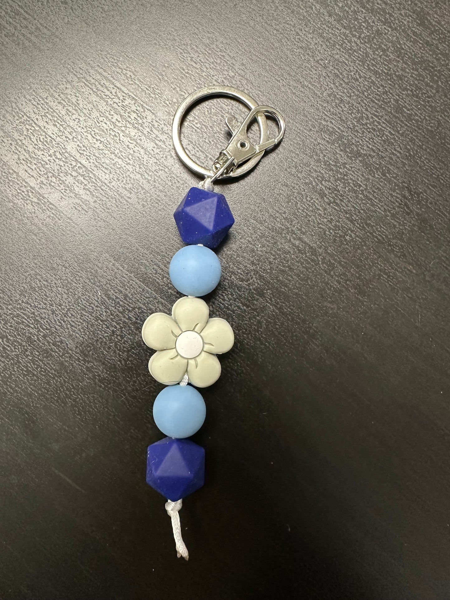 Grey & Blue Silicone Beaded Keychain