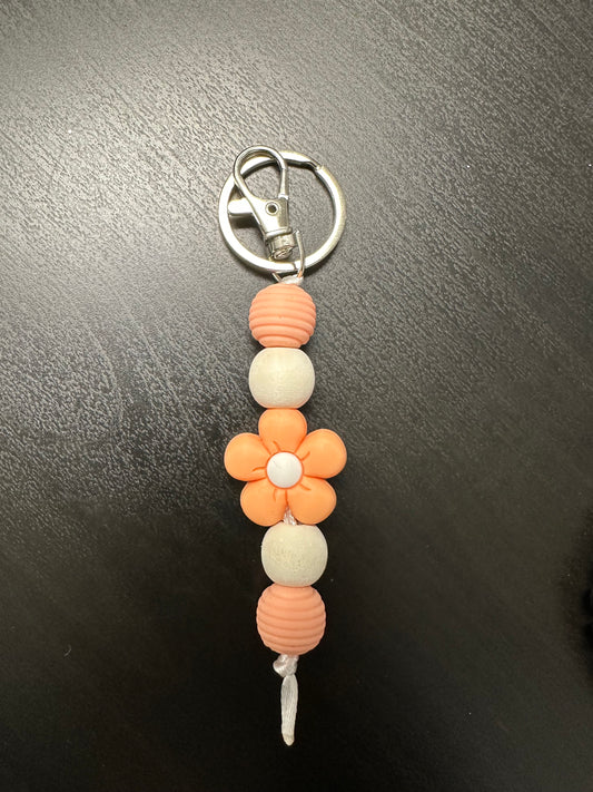 Orange Silicone Beaded Keychain