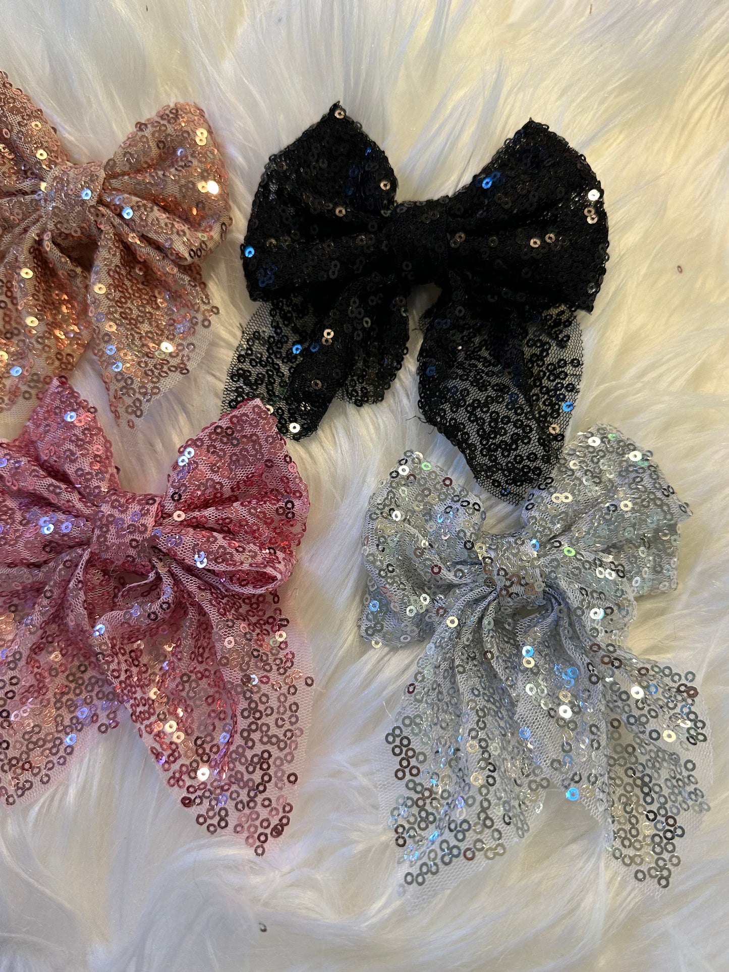 Glitter Hair Bows with Tails