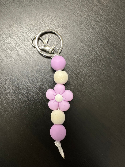 Purple Silicone Beaded Keychain