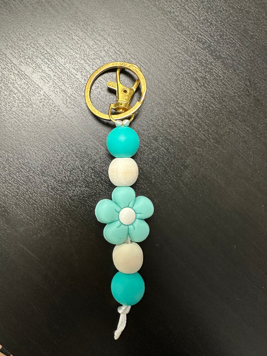 Teal Silicone Beaded Keychain