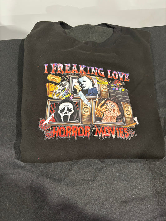 Freaking Love Horror Movies Crew XL