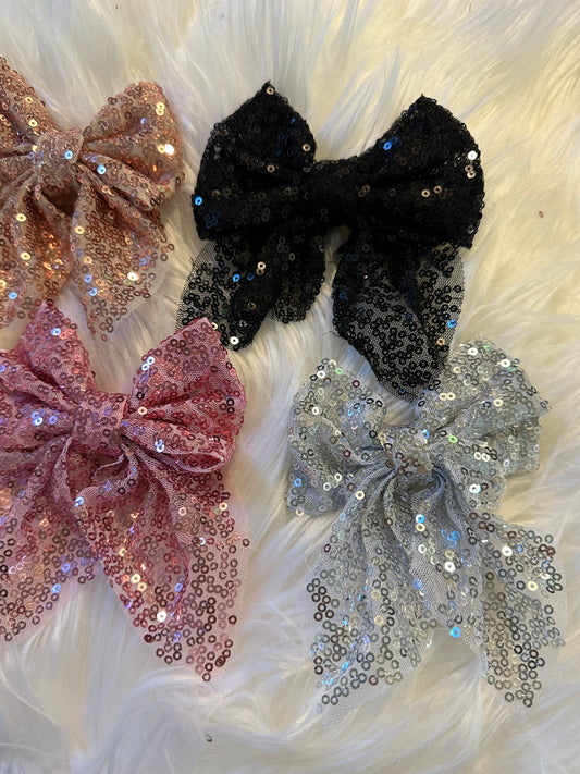 Glitter Hair Bows with Tails